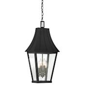 The Great Outdoors Chateau Grande 4 Light 12" Wide Outdoor Pendant with Clear Glass Coal / Gold