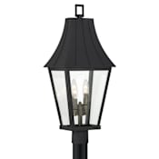 The Great Outdoors Chateau Grande 4 Light 28" Tall Post Light with Clear Glass Coal / Gold