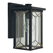 The Great Outdoors Hillside Manor 10" Tall Outdoor Wall Sconce with Clear Seeded Glass Sand Coal / Honey Gold