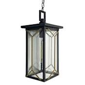 The Great Outdoors Hillside Manor 8" Wide Outdoor Pendant with Clear Seeded Glass Sand Coal / Honey Gold