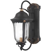 The Great Outdoors Peale Street 1 Light 17" Tall Outdoor Wall Sconce with Fluted Glass Shade Sand Coal / Vermeil Gold