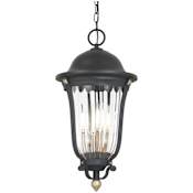 The Great Outdoors Peale Street 4 Light 12" Wide Outdoor Pendant with Fluted Glass Shade Sand Coal / Vermeil Gold