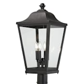 The Great Outdoors Savannah 4 Light 26" Tall Post Light with Clear Glass Sand Coal