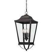 The Great Outdoors Savannah 4 Light 12" Wide Outdoor Pendant with Clear Glass Sand Coal