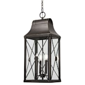 The Great Outdoors De Luz 4 Light 12-1/2" Wide Outdoor Pendant Light with Clear Glass Oil Rubbed Bronze with Gold Highlights