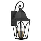 The Great Outdoors Cardigan 3 Light 24" Tall Outdoor Wall Sconce with Clear Glass Shade Sand Coal Black / Olden Brass