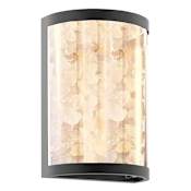 The Great Outdoors Salt Creek 13" Tall LED Outdoor Flush Mount Half Cylinder Wall Sconce with Quartz Inserts and Rectangular Acrylic Shade Coal