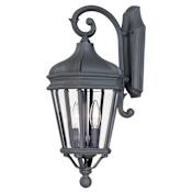 The Great Outdoors Harrison 2 Light 21" Tall Outdoor Wall Sconce with Clear Beveled Glass Black