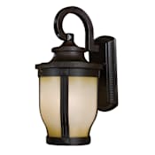 The Great Outdoors Merrimack 1 Light 20" Tall Outdoor Wall Sconce with CFL Bulb Included Corona Bronze / White Scavo Glass