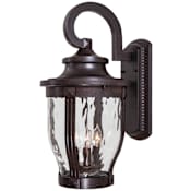 The Great Outdoors Merrimack 3 Light 20" Tall Outdoor Wall Sconce with Hammered Glass Shade Corona Bronze