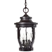 The Great Outdoors Merrimack 3 Light 18" Tall Lantern Pendant with Hammered Glass Shade Corona Bronze