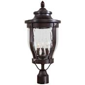 The Great Outdoors Merrimack 3 Light 23" Tall Post Light with Hammered Glass Shade Corona Bronze
