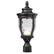 The Great Outdoors Merrimack 10" Tall LED Post Light with Hammered Glass Shade Black