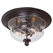 The Great Outdoors Merrimack 2 Light 13" Wide Flush Mount Ceiling Fixture with Hammered Glass Shade Corona Bronze