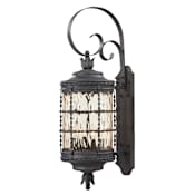 The Great Outdoors Mallorca 4 Light 34" Tall Outdoor Wall Sconce with Champagne Hammered Glass Mediterranean Iron