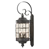The Great Outdoors Mallorca 5 Light 41" Tall Outdoor Wall Sconce with Champagne Hammered Glass Mediterranean Iron