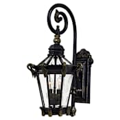 The Great Outdoors Strtatord Hall 2 Light 25" Tall Outdoor Wall Sconce with Clear Beveled Glass Heritage with Gold Highlights
