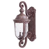 The Great Outdoors Ardmore 2 Light 24-1/2" Tall Outdoor Wall Sconce with Clear Hammered Glass Vintage Rust