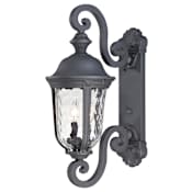 The Great Outdoors Ardmore 2 Light 24-1/2" Tall Outdoor Wall Sconce with Clear Hammered Glass Black