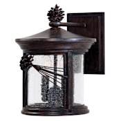 The Great Outdoors Abbey Lane 2 Light 12" Tall Outdoor Wall Sconce with Seedy Glass Iron Oxide