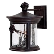 The Great Outdoors Abbey Lane 3 Light 14" Tall Outdoor Wall Sconce with Seedy Glass Iron Oxide
