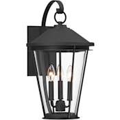 The Great Outdoors Outremont 3 Light 20" Tall Outdoor Wall Sconce with Clear Glass Sand Coal Black