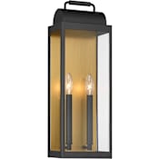 The Great Outdoors Calandra 2 Light 22" Tall Outdoor Wall Sconce Sand Coal Black / Legacy Brass