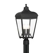 The Great Outdoors Marquee 4 Light 22" Tall Post Light with Clear Glass Shade Sand Coal