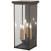 The Great Outdoors Casway 5 Light 22" Tall Outdoor Wall Sconce with Square Glass Shade Oil Rubbed Bronze / Gold