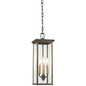 The Great Outdoors Casway 4 Light 7" Wide Outdoor Single Mini Pendant with Square Glass Shade Oil Rubbed Bronze / Gold