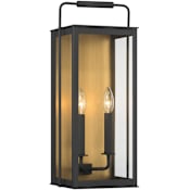 The Great Outdoors Aberdeen 2 Light 20" Tall Outdoor Wall Sconce Sand Coal Black / Painted Legacy Brass