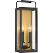 The Great Outdoors Aberdeen 2 Light 17" Tall Outdoor Wall Sconce Sand Coal Black / Painted Legacy Brass
