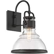 The Great Outdoors Calen 16" Tall Outdoor Wall Sconce Dark Matte Black Clear