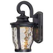 The Great Outdoors Merrimack 12" Tall LED Dark Sky Outdoor Wall Sconce with Hammered Glass Shade Black