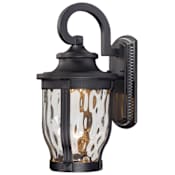 The Great Outdoors Merrimack 16" Tall LED Dark Sky Outdoor Wall Sconce with Hammered Glass Black