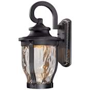 The Great Outdoors Merrimack 20" Tall LED Dark Sky Outdoor Wall Sconce with Hammered Glass Shade Black