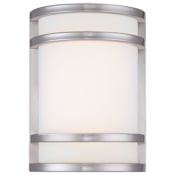 The Great Outdoors Bay View 9-1/2" Tall LED Outdoor Wall Sconce with Etched Opal Glass Brushed Stainless Steel