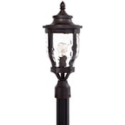 The Great Outdoors Merrimack 1 Light 20" Tall Post Light with Hammered Glass Shade Corona Bronze