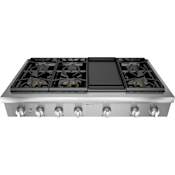 Thermador Professional Series 48 Inch Wide 6 Burner Gas Rangetop with Griddle Stainless Steel