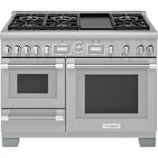 Thermador Pro Grand® 48 Inch Wide 4.9 Cu. Ft. Slide In Dual Fuel Range with Steam Oven and Griddle Stainless Steel