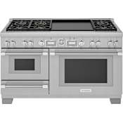 Thermador Pro Grand® 60 Inch Wide 5.7 Cu. Ft. Slide In Dual Fuel Range with Steam Oven and Double Griddle Stainless Steel
