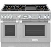 Thermador Pro Harmony® 48 Inch Wide 4.6 Cu. Ft. Slide In Gas Range with 6 Burners and Griddle Stainless Steel