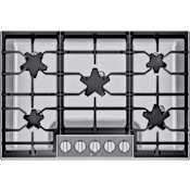 Thermador Masterpiece® 30 Inch Wide 5 Burner Gas Cooktop with Pedestal Star® Burners and ExtraLow® Select Burner Stainless Steel