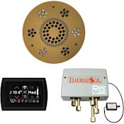 ThermaSol SignaTouch Steam Shower Kit - Includes Control Panel, Round Light and Sound Shower Head, and Digital Shower Valve Black / Antique Brass