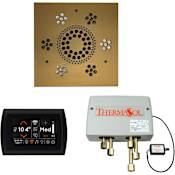 ThermaSol SignaTouch Steam Shower Kit - Includes Control Panel, Square Light and Sound Shower Head, and Digital Shower Valve Black / Antique Brass