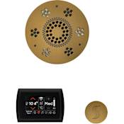 ThermaSol SignaTouch Steam Shower Kit - Includes Control Panel, Round Light and Sound Shower Head, and Round Steam Head Black / Antique Brass