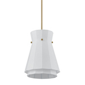 Thesis Bryony 1 Light 12" Wide Convertible Pendant with White Synthetic Silk Shade Brushed Gold