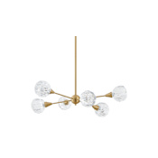 Thesis Helena 6 Light 32" Wide Abstract Chandelier with Clear Acrylic Shades Brushed Gold