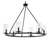 Thesis Jared 6 Light 30" Wide Candle Style Chandelier with Clear Glass Shades Matte Black
