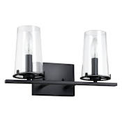 Thesis Jared 2 Light 15" Wide Vanity Light with Clear Glass Shades Matte Black